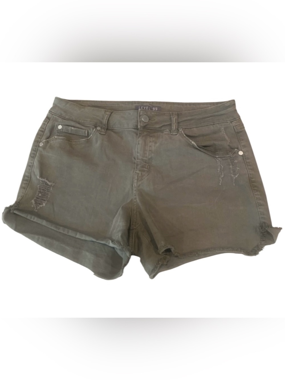 Anthropologie Level 99 Shorts Stretch Denim Size 27  Army Green New no tag